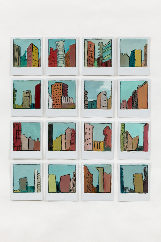 City Skies 16 painted images in grid